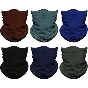 6pcs Neck Gaiter Face Mask Men Women,Seamless Bandana Rave Face Cover Scarf Mask